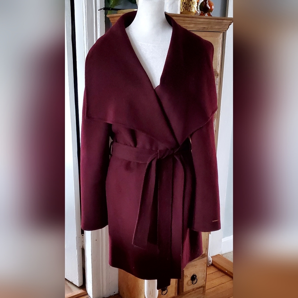 T Tahari Handmade Coat in Deep Burgundy